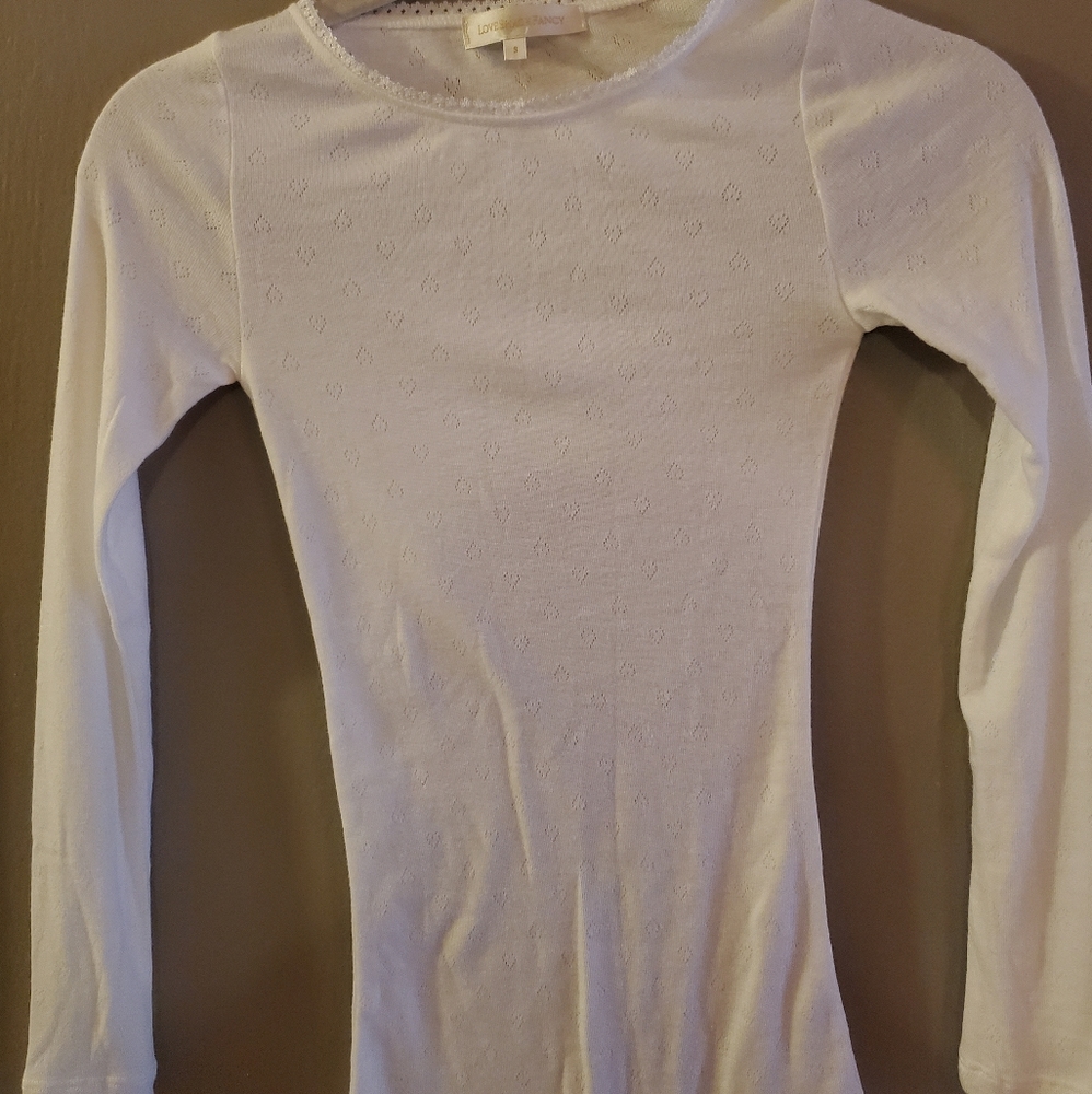LoveShackFancy LaceTrimmed Classic Long Sleeve Tee